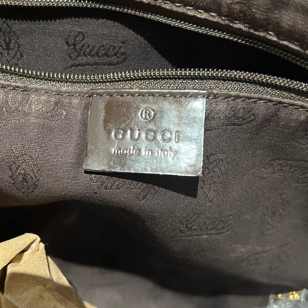 GUCCI Tote Bag Jolie Vintage Sherry Line Brown Canvas Classic Red Green Stripes - Picture 10 of 16